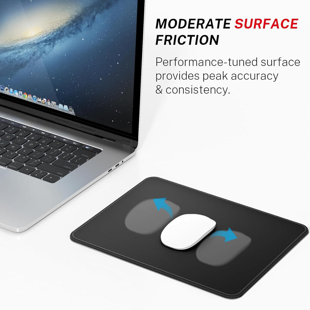 Mouse Pad [30% Larger] with Anti-Fray Stitched Edges, Premium-Textured Waterproof Surface, Non-Slip Rubber Base, Computer & Gaming Mouse Mat for Laptop, Office & Home, 8.5 X 11 In, Black