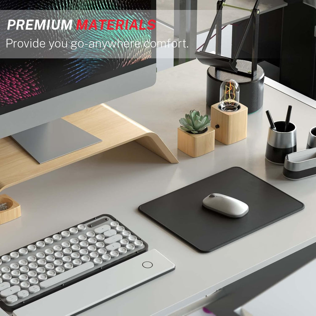 Mouse Pad [30% Larger] with Anti-Fray Stitched Edges, Premium-Textured Waterproof Surface, Non-Slip Rubber Base, Computer & Gaming Mouse Mat for Laptop, Office & Home, 8.5 X 11 In, Black