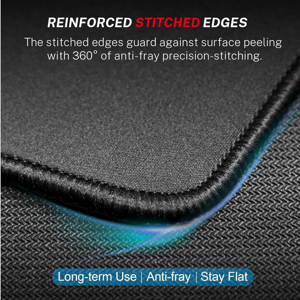 Mouse Pad [30% Larger] with Anti-Fray Stitched Edges, Premium-Textured Waterproof Surface, Non-Slip Rubber Base, Computer & Gaming Mouse Mat for Laptop, Office & Home, 8.5 X 11 In, Black