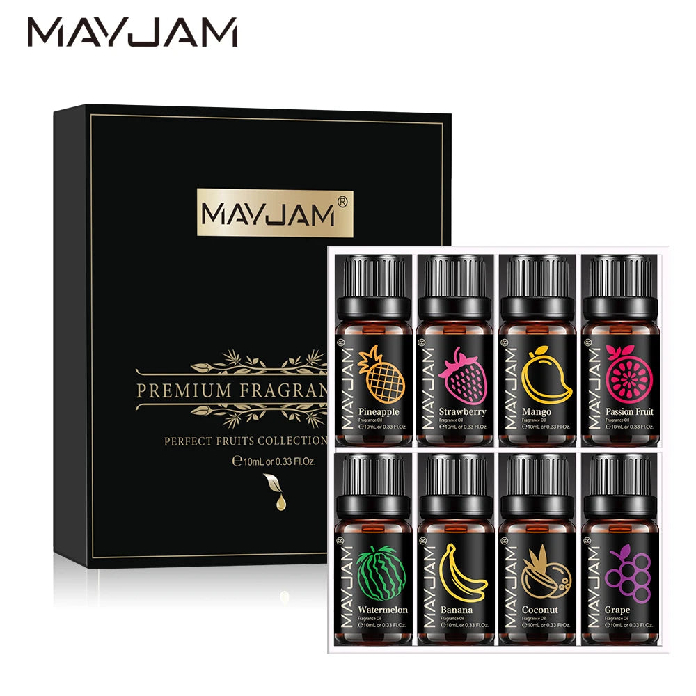 Fragrance Oils Set 8Pcs Gift Box Fruit Aroma Oil for Humidifier Diffuser Candle Soap Making Air Freshener