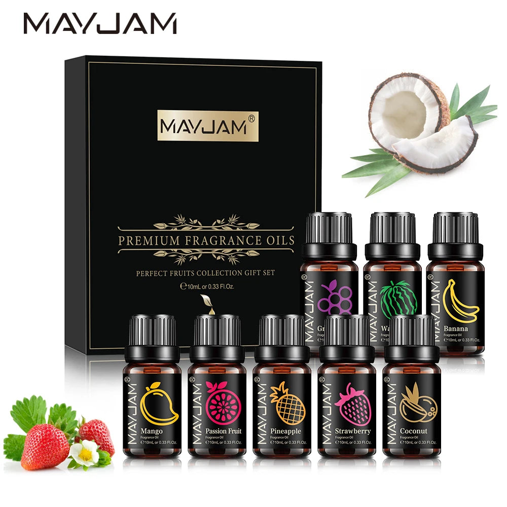 Fragrance Oils Set 8Pcs Gift Box Fruit Aroma Oil for Humidifier Diffuser Candle Soap Making Air Freshener